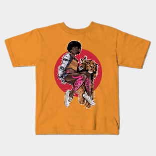 Tiger and a Lady - cyberpunk Kids T-Shirt